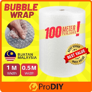 Bubble Wrap Single Layer 100meter ( 0.25m / 0.35m / 0.5m / 100m ) 9mm - 10mm Bubble