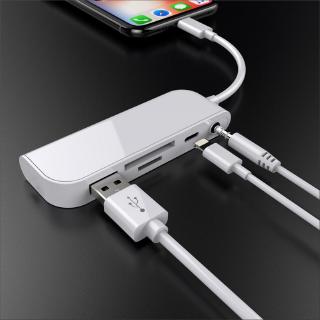 5 in 1 Lightning to USB Camera Connection Kit SD/TF Card Reader, Audio Adapter Female OTG Adapter Cable for iPhone/iPad