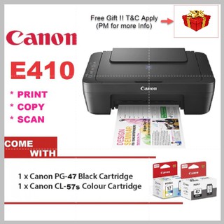 Canon PIXMA E410 AIO Low Cost Printer | Canon PG47 CL57 Genuine Ink Cartridge