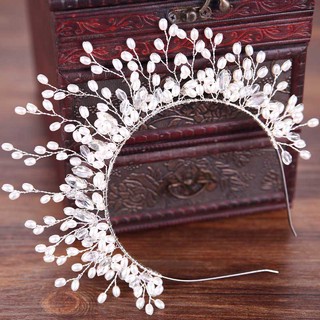 Handmade Flower Crystal Pearls Vintage Hair Hoop Bridal Wedding Party Headband