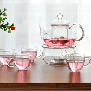 6pcs/set Heat-resistant Glass Tea Set with Filter Tea Pot
