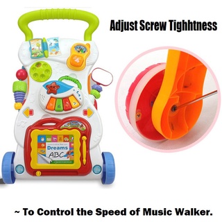 【FREE Gift】Baby Musical Piano Walker Educate Learning Trolley Toy + Drawing Tool