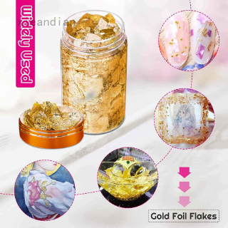 Gold Foil Flakes for Resin, Paxcoo Grans Gold Foil Flakes Imitation Metallic Leaf for Nails, Painting, Crafts, Slime and Resin Jewelry Making