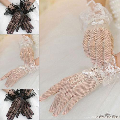 ☛☏❤Sexy Women Bridal Lace Gloves Wedding Party Prom Gloves