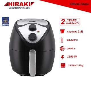 Hiraki Sirim Approved Safety Air Fryer Oil Free Electronic Pan Large 3.8l With 1300w Multi Cooking Function AF105