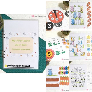 DIY Malay-English Dwibahasa Math Busy Book Quiet Book Kids Montessori Interactive Toy Book (Number Counting)