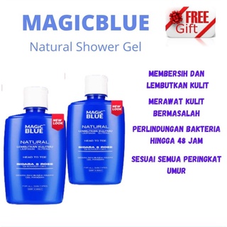 Magic Blue Shower Gel Bidara Rose kombo 2 unit + Free Gift- lembutkan kulit dan kulit bermasalah.