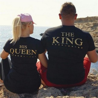 ✨ikon💕 1 Pcs Women Men Lovers T-shirt Letters Print Couples Hipster Causal Tops