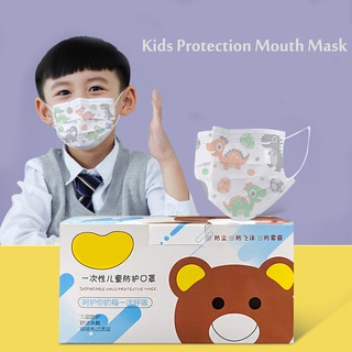 Kids 50Pcs/Pack Disposable Face Mask Children 3-Ply Anti Dust Dinosaur Mouth Mask