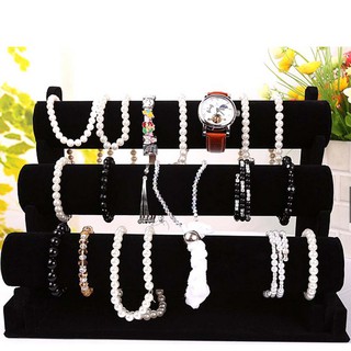 Black 3-Tier Velvet Watch/Bracelet Jewellery Display Holder