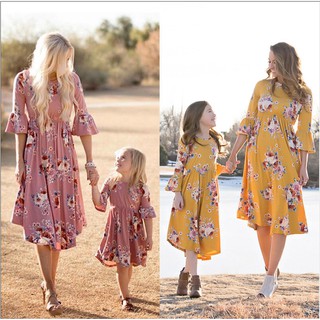 Family Mother and Daughter Matching Clothes Floral Dresses New Arrival