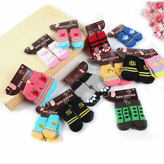 4 Pcs Pet Dog Sock Fashion Design Wholesale Warm Socks For Dogs Products Latex Skid-proof(Style Random)