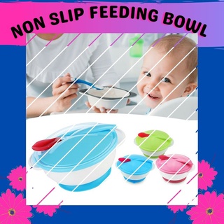 Baby Kids Sucker Bowl Spoon Set Toddler Baby Feeding Eat Food Non-slip Tableware
