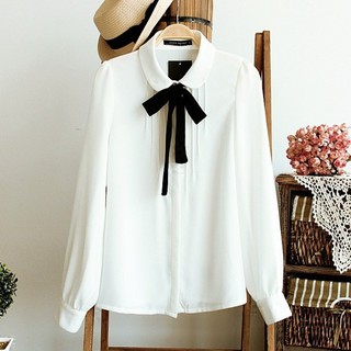 Sweet Girls Formal Butterfly Collar Slim Long/Short Sleeve Shirt Blouse