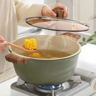 24CM Medical stone soup pot non-stick multi-functional household Japanese soup pot with glass cover gas stove