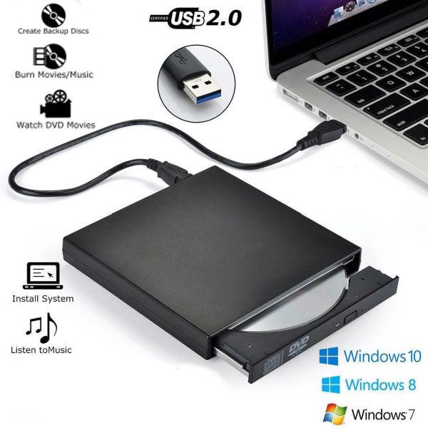 USB External DVD CD RW Disc Burner Combo Drive Reader for Windows 98/8/10 PC