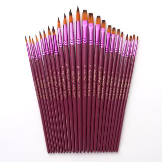 12Pcs Set Pointed Tip Flat Art Paintbrush Set Watercolor Nylon Hair Oil Drawing Brush Pen (1)
