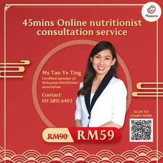 Mamoru ONLINE Consultancy Services for Clinical Nutrition【45 Minute】By Ms Tan Ye Ting 【Dietitian Consultation】