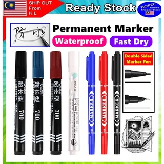 Permanent Marker Pen Waterproof Double Sided Waterproof Ink Thin Nib Crude Oily School Office 防水不脱色马克笔 Sekolah Seller