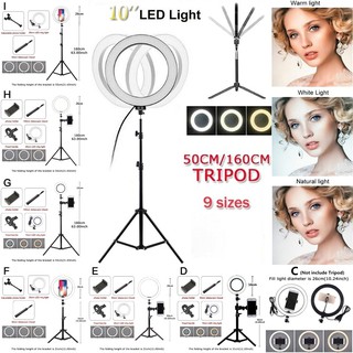 16/26cm Photography Youtube LED Selfie Three-speed Cold Warm Stepless Lighting Lamp with 50/160cm Tripod Ring Fill Light (1)