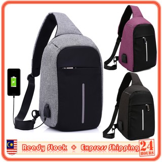 MILANDO Men Anti Theft Sling Bag Crossbody Bag Chest Bag with USB port (Type 1)