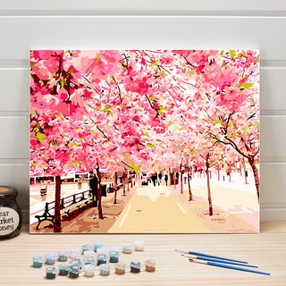 Painting By Numbers Landscape Sakura For Adult Acrylic Digital Picture Paint On Canvas Wall Arts Hand Painted