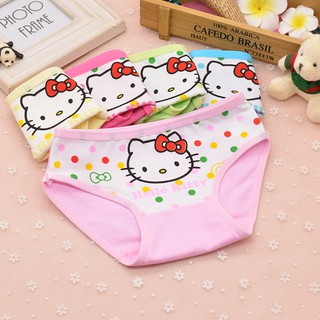 3 pcs Baby Kids Girl Hello Kitty Cartoon Brief Panties Children Underwear（Dots）