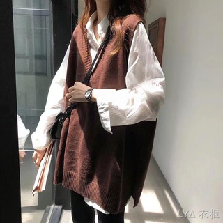 ™✕Spring and autumn new plus size waistcoat V-neck sweater sleeveless knit vest girls Korean version for outer wear