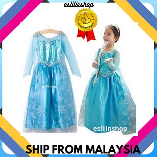 Elsa Dress Princess Dress Frozen Dress Ship FRM Malaysia 🌟