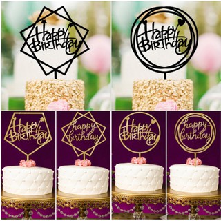 Creative Happy Birthday Cake Topper Card Acrylic Cake Party Decoration Supplies