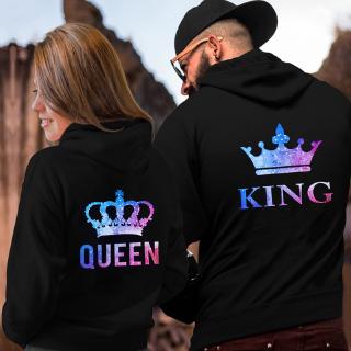 New Fashion King And Queen Long Sleeve Hoodies Casual Loose Couple Hoodies Pullover Hoodie Sweatshirts