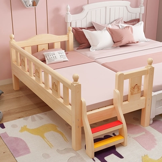 🔥Free shipping🔥Children splicing bed big bed widened bed baby bed with guardrail solid wood single bedside bed baby cot pagar katil kids bed frame
