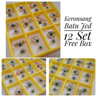 (FREE YELLOW BOX) 12 SET KERONSANG BAHU WITH BABY BROOCH BATU JADE