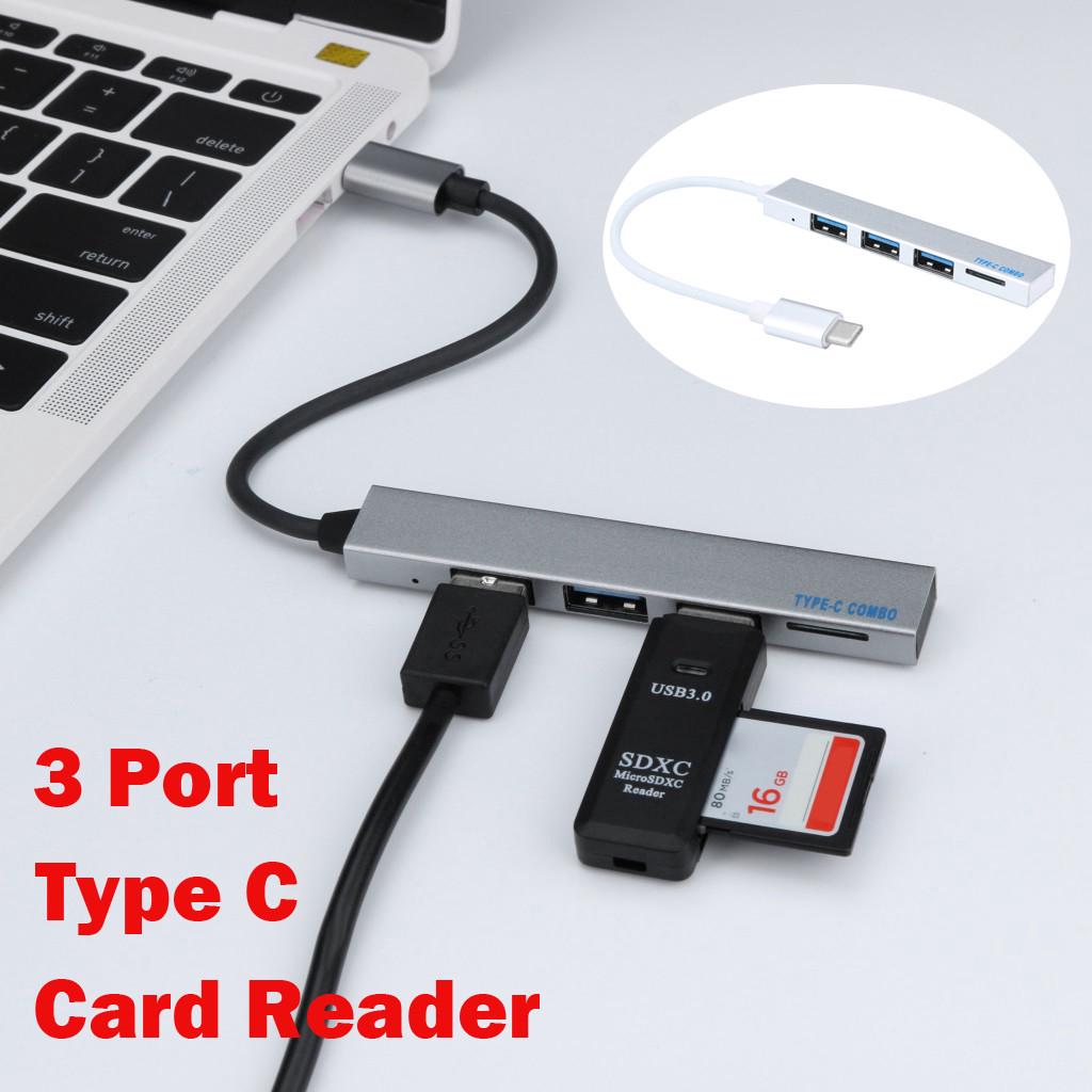 HOT SALE Mini Type-C to 3Port USB HUB Laptop OTG Adapter With TF Card Reader