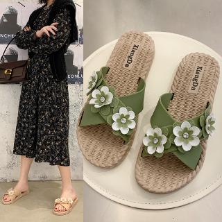 New Women's Slippers Summer Beach Flower Fashion Korean Student Flat Slippers