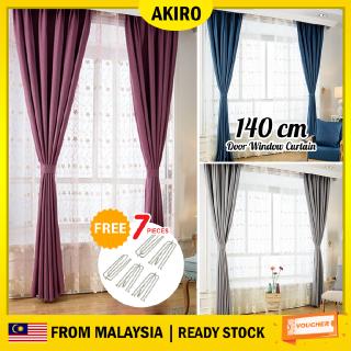 AKIRO 2 Panel 140cm Door Window Curtain Blackout Home Living FREE 7pcs Curtain Hook Sun Block