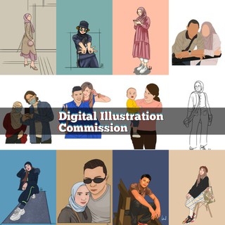 (Per Person)Digital Illustration Commission Custom Drawing Sketch Artwork Potret Cartoon