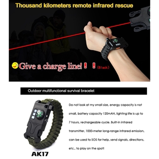 Survival Bracelet Military Paracord 8 in 1 SOS Multifunction Survive Wristband