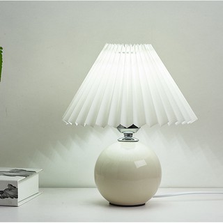 ✨READY STOCK✨Vntage Table Lamp Night Light Desk Lamp INS Chinese and Korean style Pleated Table Lamp Cover warm bedroom bedside lamp Decoration table lamp lampu tidur dream light Quby lamp