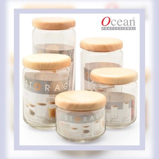 **Ready Stock** Ocean Pop Jar with Wooden Lid / Glass Storage Jar