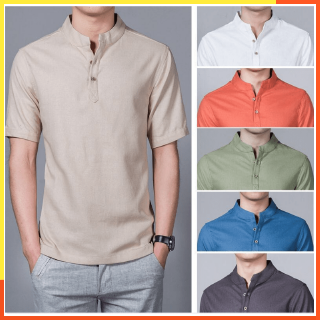 KURTA Lelaki Baju Shirt Men's Short Sleeve Shirt Cotton Linen