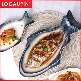 Locaupin Fish Plates Dinner Plates Ceramic Plate Family Dinner Plate Dinnerware Serving Dishes Tableware