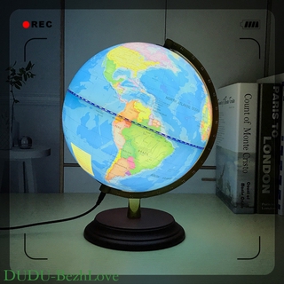 25cm Light Up Wooden Base Geographical World Globe Map for Kids Blue Color