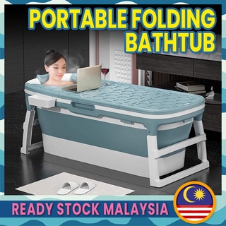 🔥Ready Stock🔥with Bathtub Cover Foldable & Portable Plastic Family Bathtub Home Spa Tub Largest Size 138cm