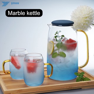Gradient Color Marble Cold Water Glass Bottle High Temperature Resistant Glass Jar Jug Kettle