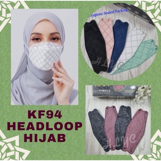 Headloop KF94 Hijab Mask 3D Duckbill 4Ply 5Ply Monogram Ombre Face Mask Topeng Muka Pelitup Muka HLYC
