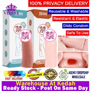 Kondom Zakar Men Penis Enlargement Dildo Condom FREE Lubricant Reusable Elastic Crystal Condom 2 Design Ready Stock