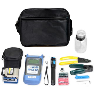Fiber Optic Cold Tool Kit Fusion Machine Set Leather Cable Kit Light Power Meter Red Pen Cutting Cutter 5km,15km