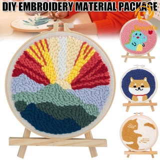 【 ready stock】sL Punch Needle Embroidery Kit with Yarns Easy Embroidery Needlework Wool Work Home Decor for DIY Beginners