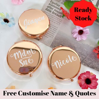 Nama Personalized Rose Gold Compact Mirror customize name hadiah untuk Birthday Gift